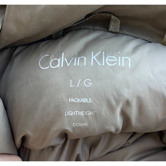 Calvin Klein Mens Lightweight Packable Down Puffer Jacket Size L Brown Duck Down - Picture 3 of 5